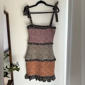 Anthropologie Storia Smocked Ruffled Tier Tie Shoulder Dress